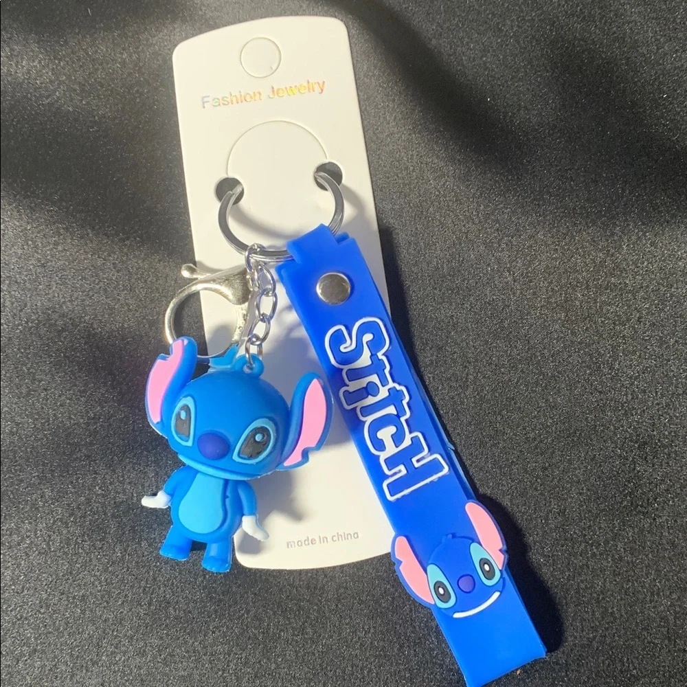 Super cute blue stitch themed keychain